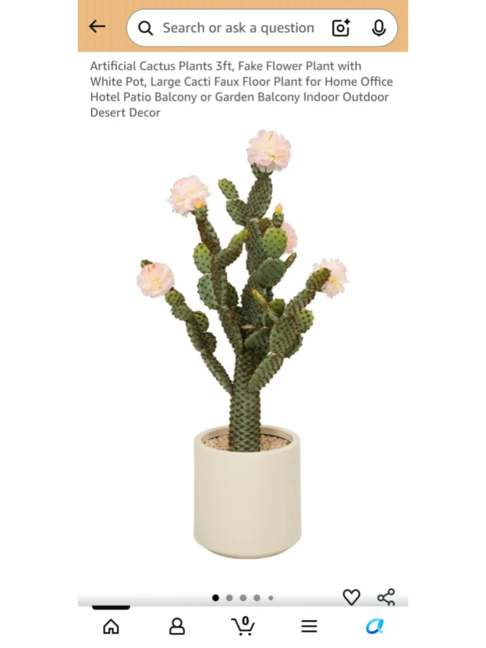 Artificial Cactus Plant with White Pot